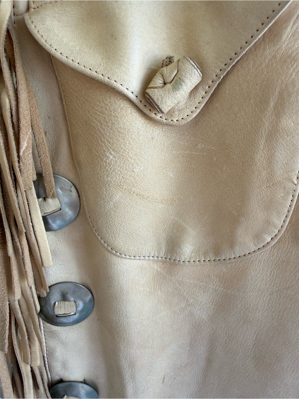 Ralph Lauren Tan Buckskin Leather Skirt with Fringe and Metal Grommets - Picture 4 of 11